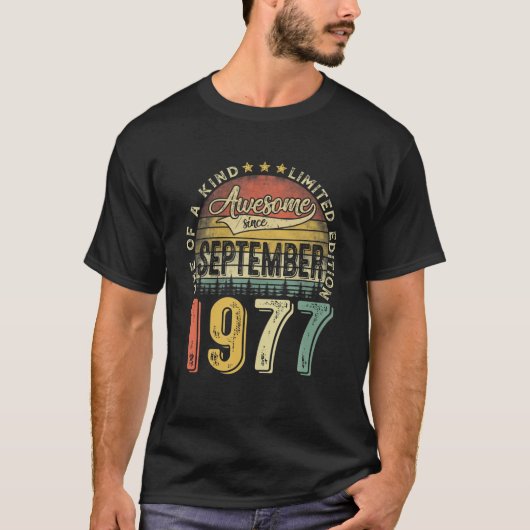 1977生まれ年9月誕生日ヴィンテージレトロ44Y Tシャツ (正面)