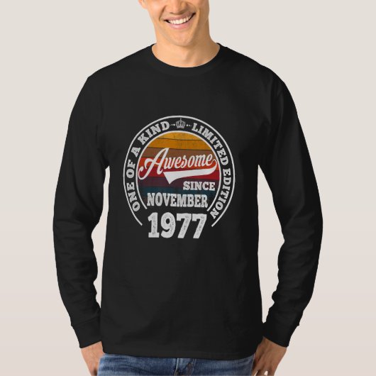 1977素晴らし年11月45日誕生日45年 Tシャツ (正面)