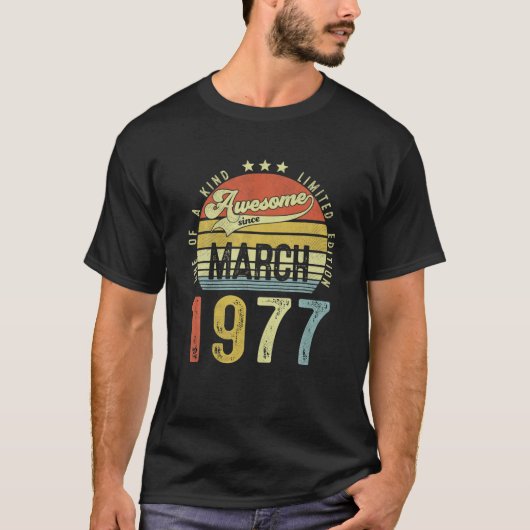 1977素晴らし年3月以来ヴィンテージ45誕生日 Tシャツ (正面)