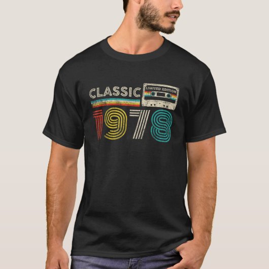 1978クラシックレトロ誕生日アイディア1978カセットタップ Tシャツ (正面)