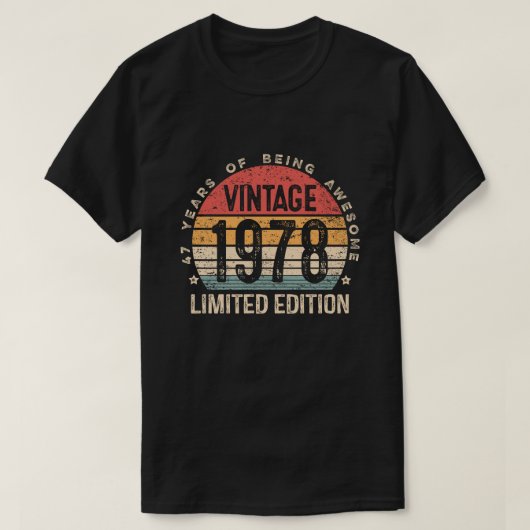 1978年製 ビンテージ 47歳の誕生日ギフト メンズ レディース Tシャツ (デザイン正面)