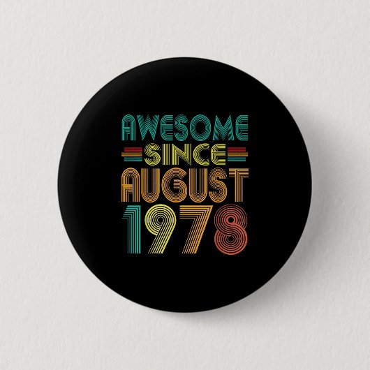 1978年8月以来ずっとスゴイ 47歳の誕生日おめでとう 面白グッズ 缶バッジ (正面)