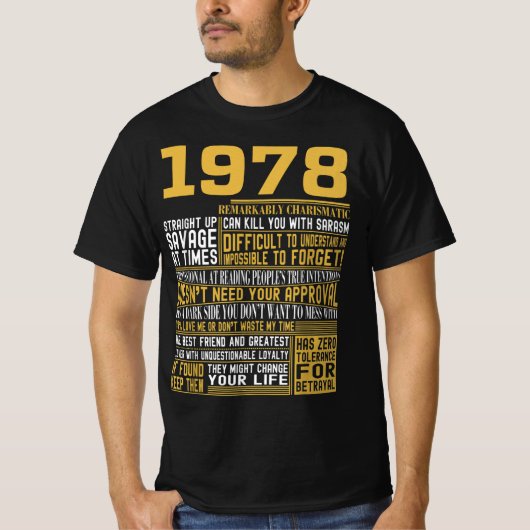 1978最高の生まれ Facts for Mens, Womens, Bday Gif Tシャツ (正面)