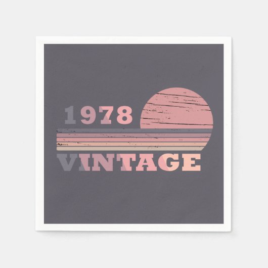 1978生まれ年のヴィンテージ誕生会 スタンダードカクテルナプキン (正面)