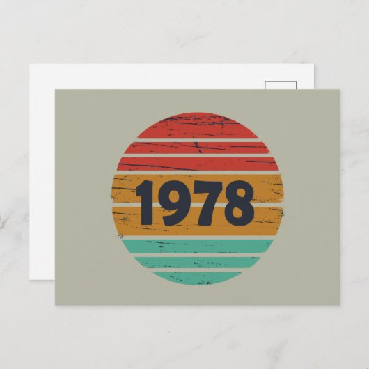 1978生まれ年のヴィンテージ誕生日ギフト シーズンポストカード (正面/裏面)