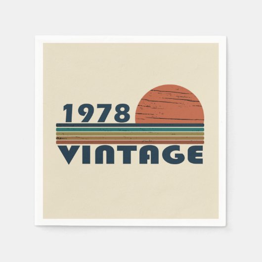 1978生まれ年のヴィンテージ スタンダードカクテルナプキン (正面)