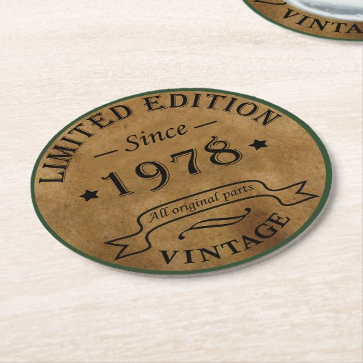 1978生まれ年のヴィンテージ ラウンドペーパーコースター (アングル)