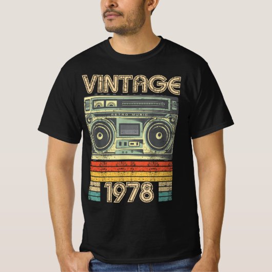 1978生まれ年無線レトロ、1978年誕生日ギフト Tシャツ (正面)