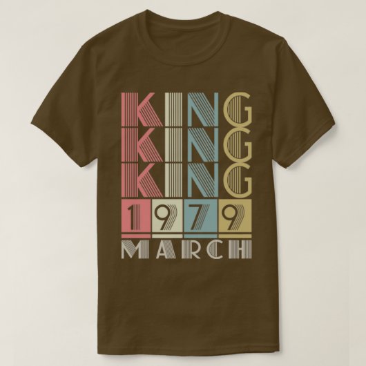 1979キングマーチレトロヴィンテージ誕生日 Tシャツ (デザイン正面)