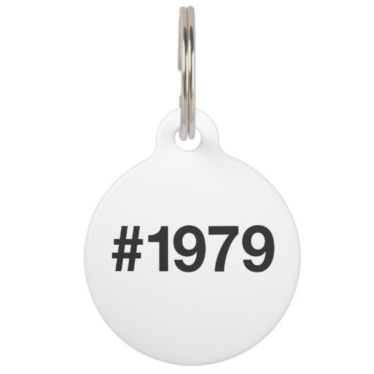 1979ハッシュタグ46誕生日記念日 ペット　ネームタグ (正面)