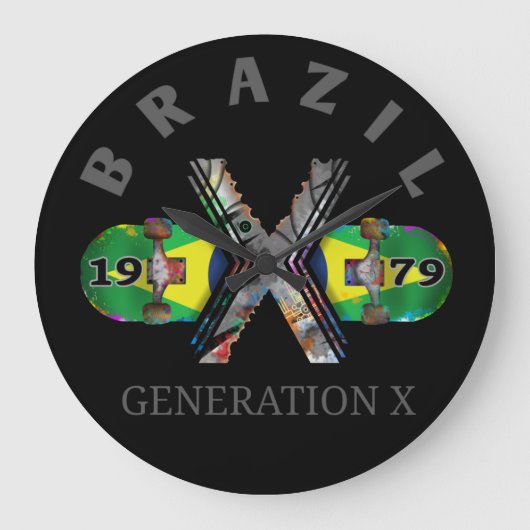 1979世代Xブラジルスケートボード ラージ壁時計 (正面)