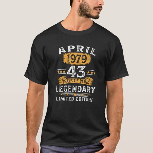 1979年に作られた43歳のギフト1979年4月43th Birt Tシャツ (正面)