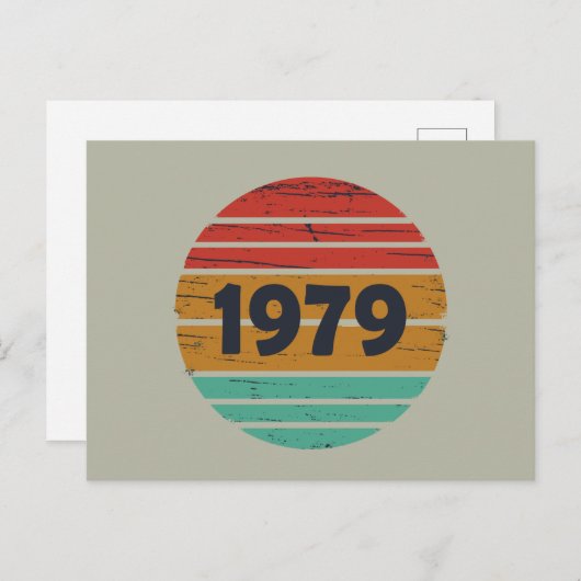 1979生まれ年のヴィンテージ誕生日ギフト シーズンポストカード (正面/裏面)