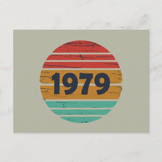 1979生まれ年のヴィンテージ誕生日ギフト シーズンポストカード (正面)
