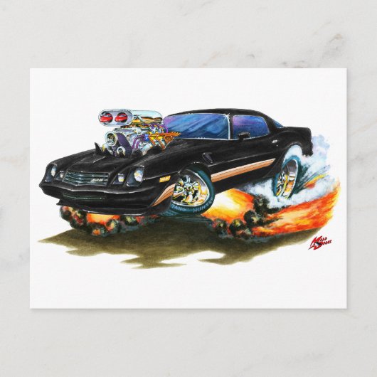 1979-81カマロZ28ブラック金ゴールド車 ポストカード (正面)