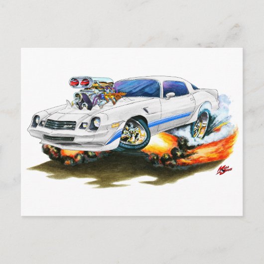 1979-81カマロZ28白青車 ポストカード (正面)