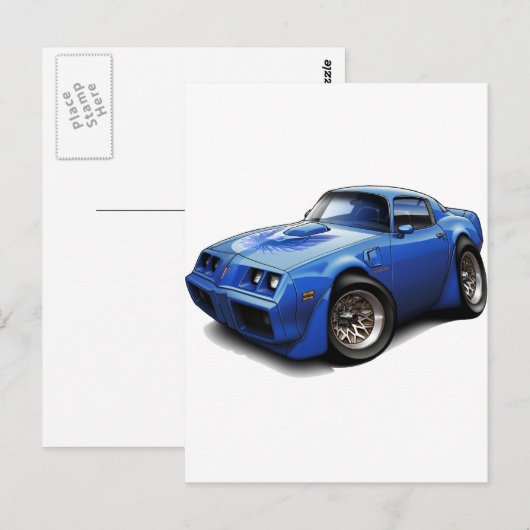 1979-81 Trans Am Blue Car ポストカード (正面/裏面)