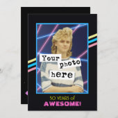 1980のレトロスタイル写真パーティー発表 招待状 (正面/裏面)