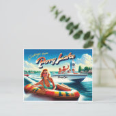 1980の女の子チューブとスピードボート ポストカード (スタンド正面)