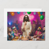 1980カラフル年代のハッピーバースデーおもしろい・イエス ポストカード (正面/裏面)