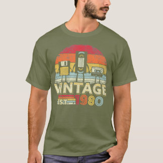 1980シャツヴィンテージ40th Birthday Gift おもしろい Tech Tシャツ