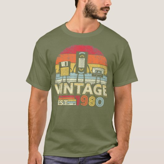 1980シャツヴィンテージ40th Birthday Gift おもしろい Tech Tシャツ (正面)