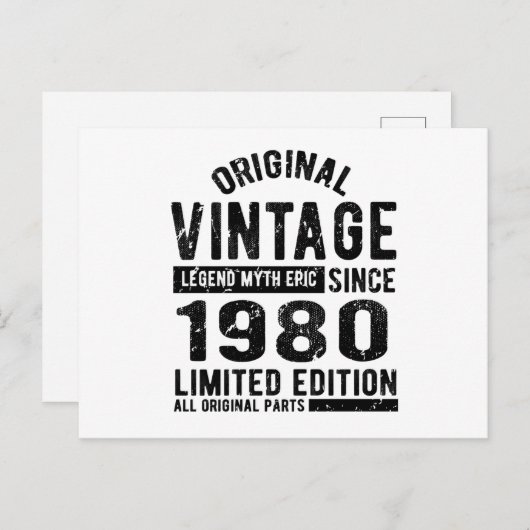 1980ヴィンテージ誕生日 ポストカード (正面/裏面)