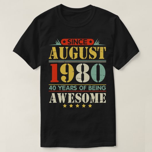 1980威厳がある年ハッピーバースデー40年 Tシャツ (デザイン正面)
