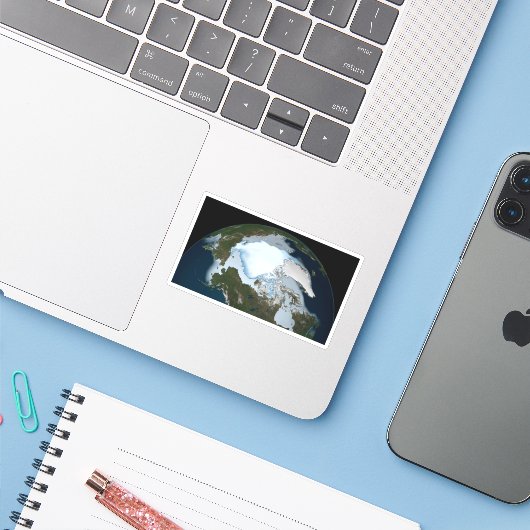 1980年に海氷のカバレッジを示す惑星の地球。 シール (ノートパソコンとiPhone)