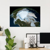 1980年に海氷のカバレッジを示す惑星の地球。 ポスター (ホームオフィス)