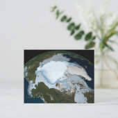1980年に海氷のカバレッジを示す惑星の地球。 ポストカード (スタンド正面)