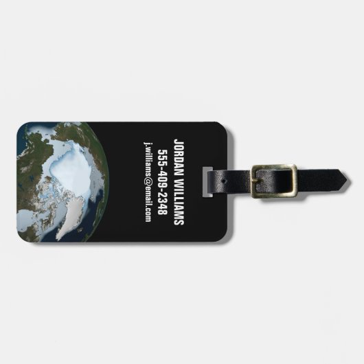 1980年に海氷のカバレッジを示す惑星の地球。 ラゲッジタグ (正面横)