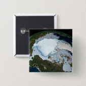 1980年に海氷のカバレッジを示す惑星の地球。 缶バッジ (正面&裏面)