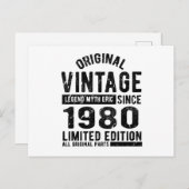1980年のヴィンテージ誕生日 ポストカード (正面/裏面)