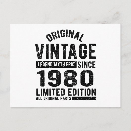 1980年のヴィンテージ誕生日 ポストカード (正面)