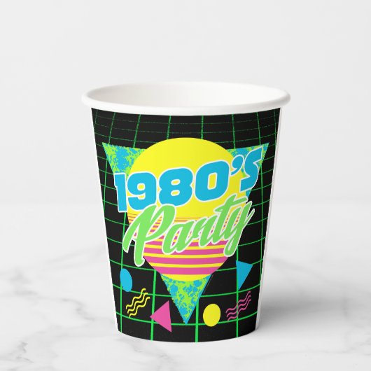 1980年カラフル代80年代の幾何学誕生日パーティー  紙コップ (裏面)
