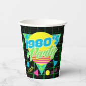 1980年カラフル代80年代の幾何学誕生日パーティー 紙コップ (正面)