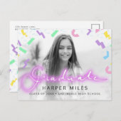 1980年代のネオン脚本とパターン卒業写真 ポストカード (正面/裏面)