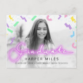 1980年代のネオン脚本とパターン卒業写真 ポストカード (正面)