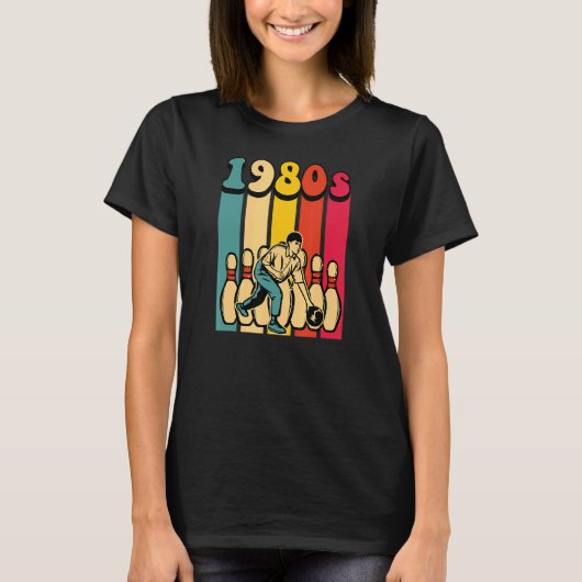 1980年代のボーリングレトロヴィンテージを80年代に戻す Tシャツ (正面)