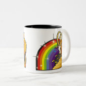 1980年代のレインボーと山羊座ヤギ ツートーンマグカップ (正面右)