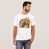 1980年代のレインボーと山羊座ヤギ Tシャツ (正面フル)