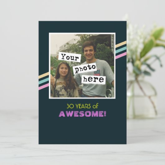 1980年代のレトロスタイル写真テンプレートパーティの招待状 招待状 (スタンド正面)