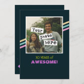 1980年代のレトロスタイル写真テンプレートパーティの招待状 招待状 (正面/裏面)