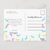 1980年代のレトロピンクネオン卒業帽子はがき ポストカード (裏面)