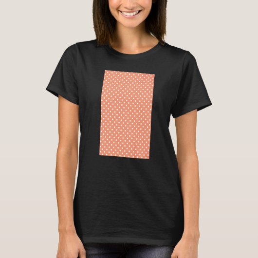 1980年代の小さな水玉の幾何学模様のアプリコット色のA Tシャツ (正面)