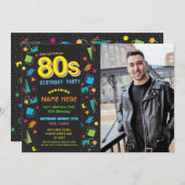 1980年代の誕生日パーティー80年代の写真 招待状 (正面/裏面)