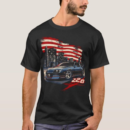 1980年代のIroc Iroc-ZマッスルカーAmerican Muscle Retr Tシャツ (正面)