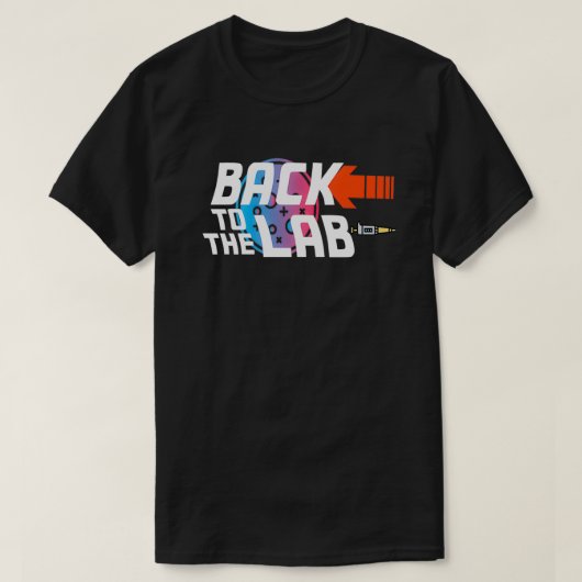 1980年代のLAB TECH SCIENに戻おもしろいる Tシャツ (デザイン正面)