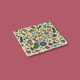 1980年代よくはしゃぐのドードルアートパターン ガラスコースター